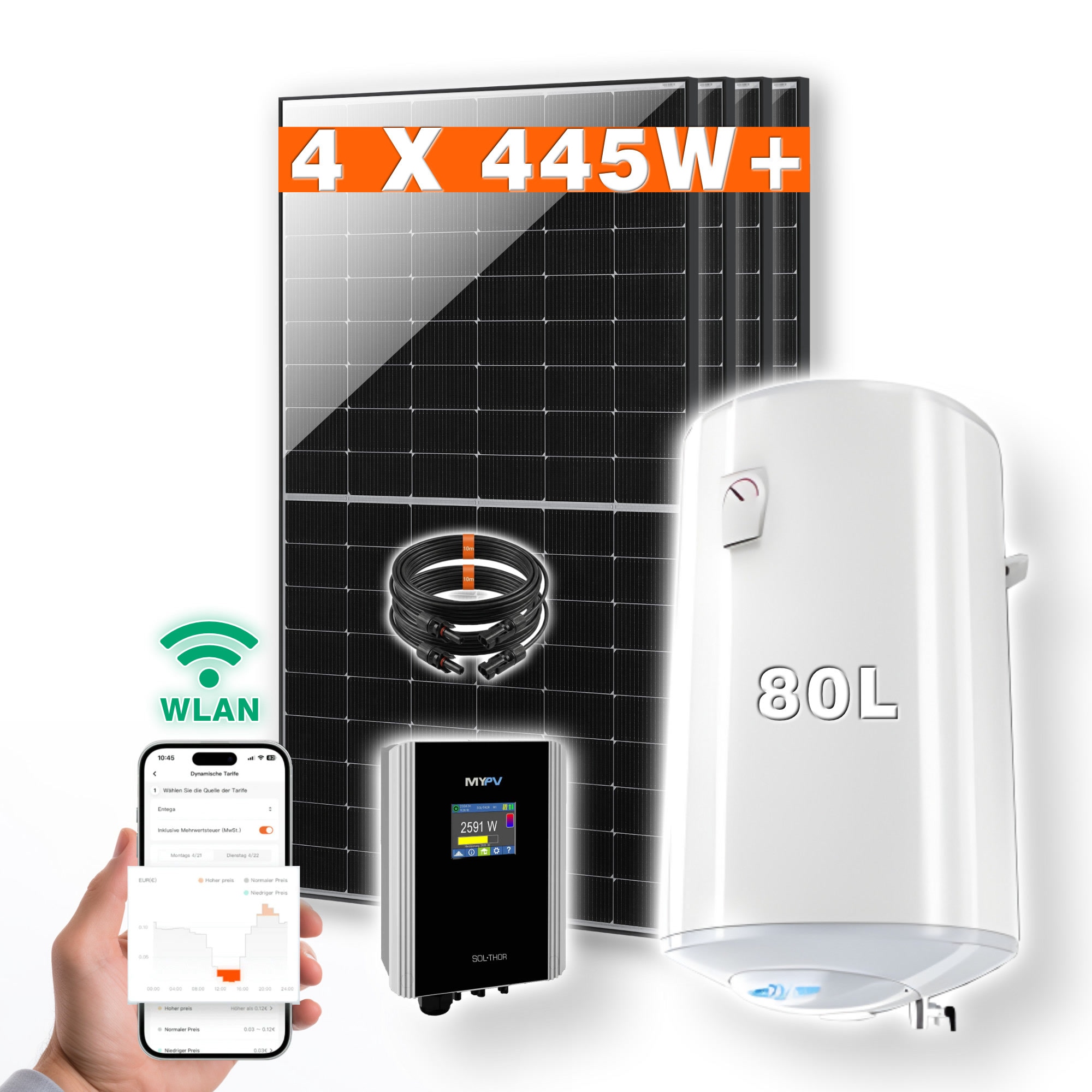 PVundSO Warmwasserset SOL-THOR mit 80 l Boiler und 4 Solarmodulen - Bild 1