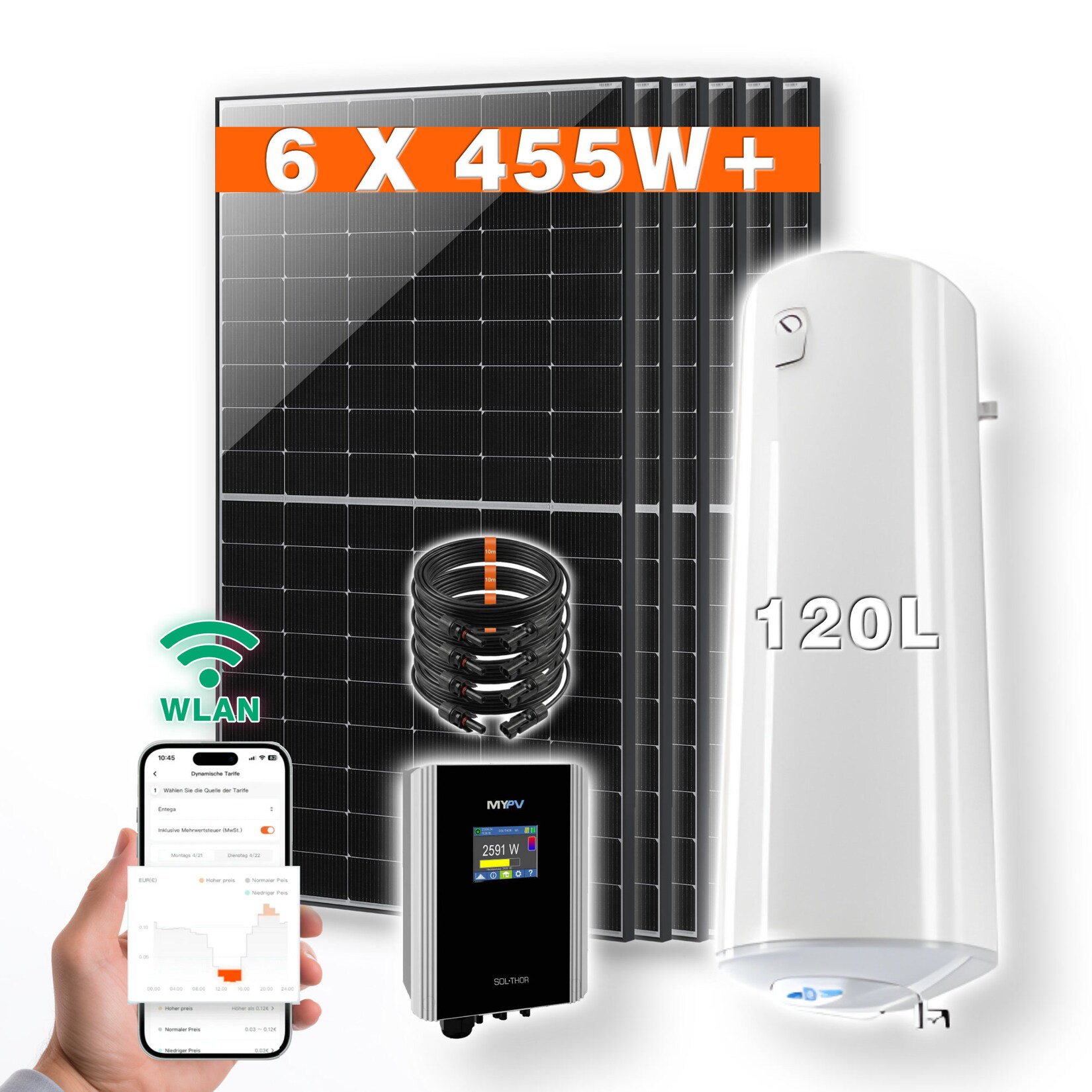 PVundSO Warmwasserset SOL-THOR mit  Boiler und 6 Solarmodulen