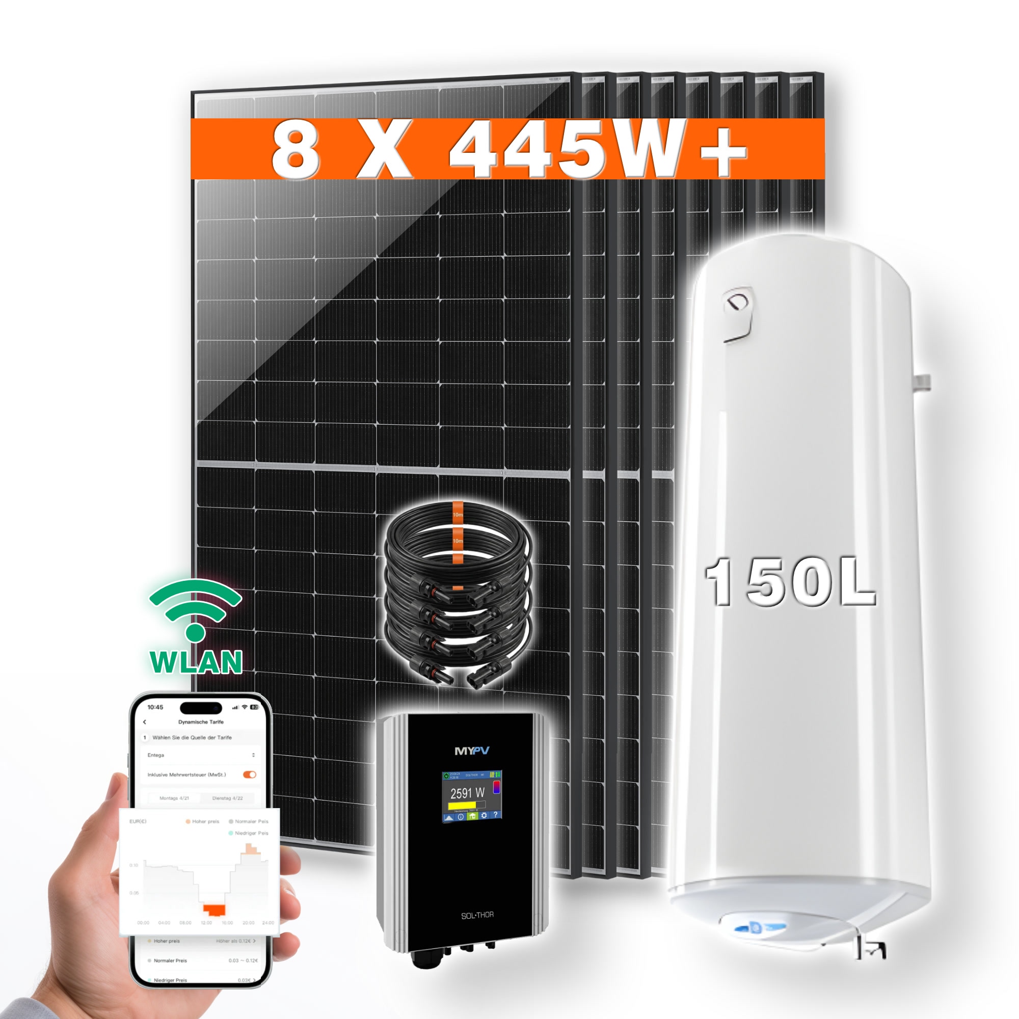 PVundSO Warmwasserset SOL-THOR mit 150 l Boiler und 8 Solarmodulen - Bild 1