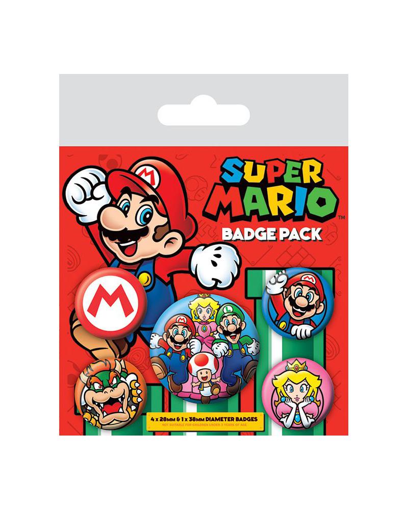 Super Mario Ansteck-Buttons 5er-Pack - Bild 1
