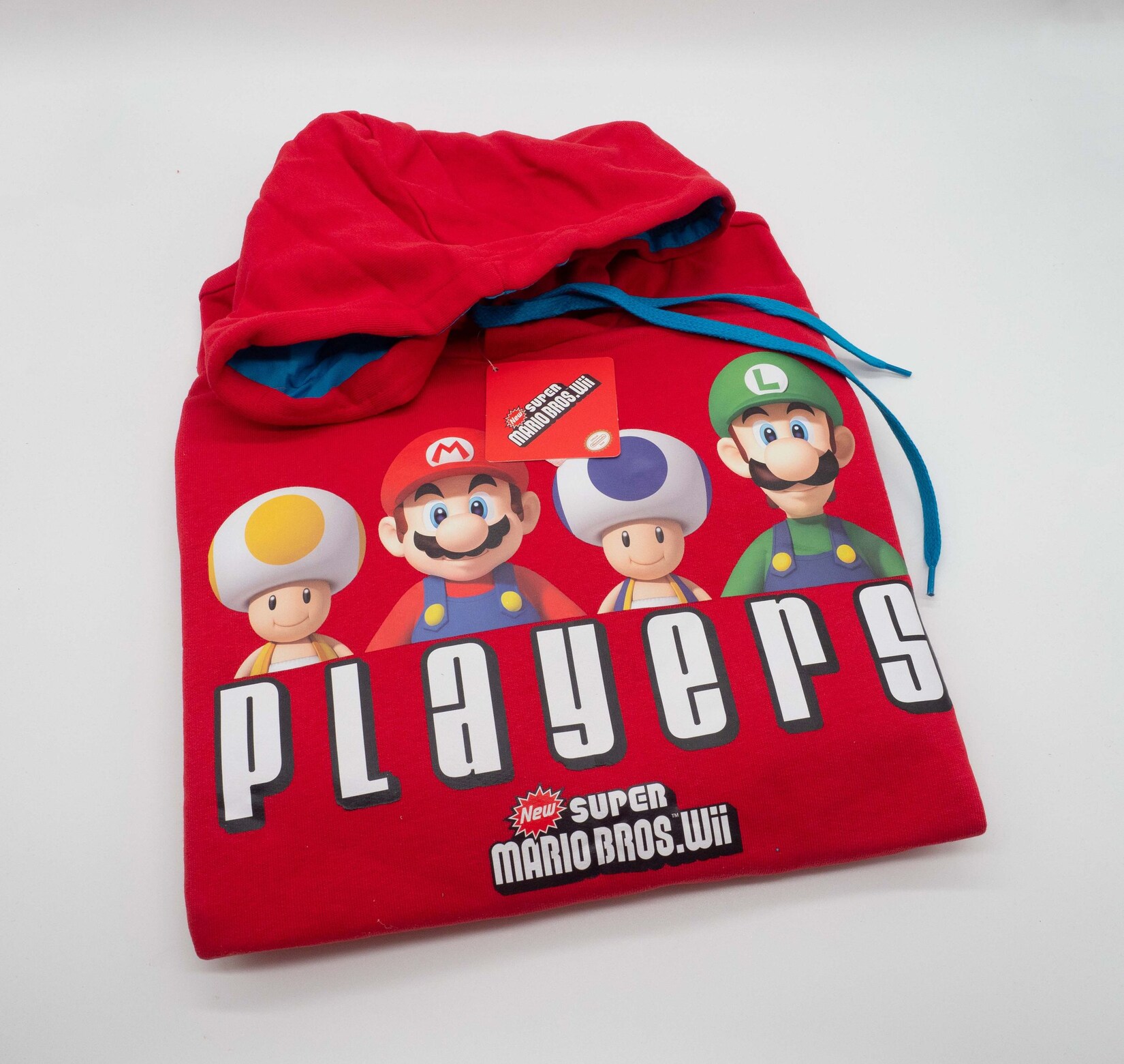 New Super Mario Bros Wii Hoddie Herren XL Rot/ Blau | 08717973328988
