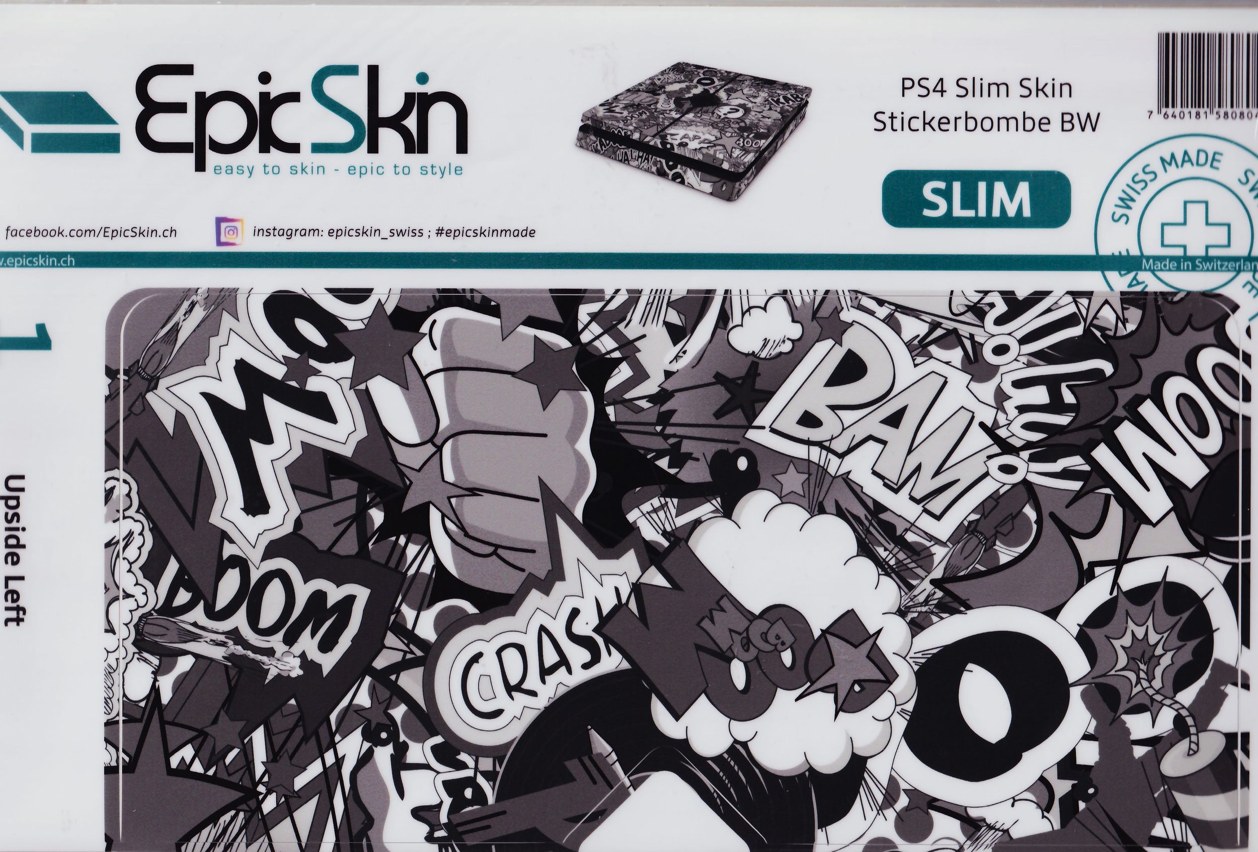 PS4 Slim Skin - Design Aufkleber Stickerbombe BW - Bild 1