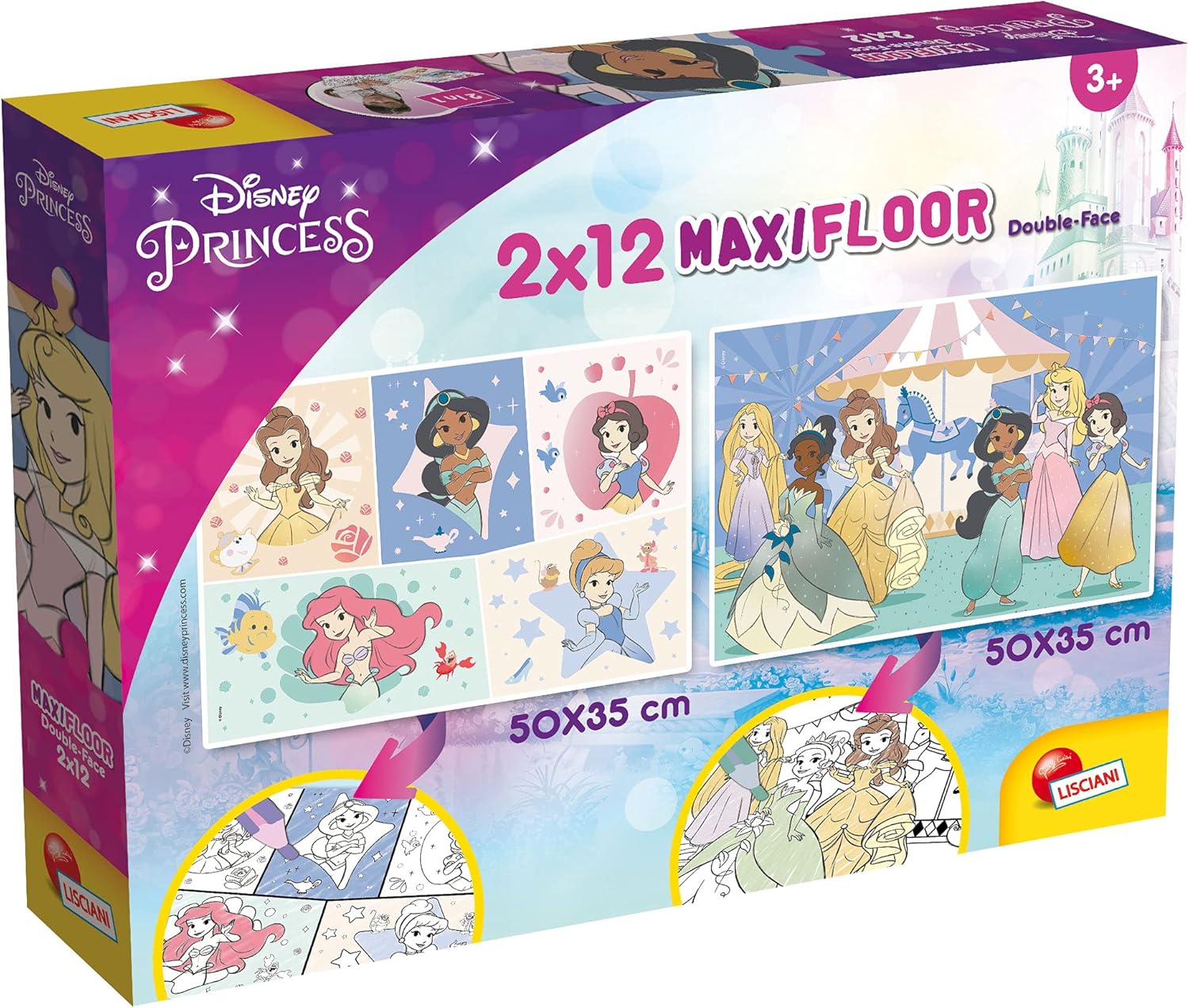 Disney Supermaxi 2 x 12 Princess Puzzle f&uuml;r Kinder, Mehrfarbig - Bild 1
