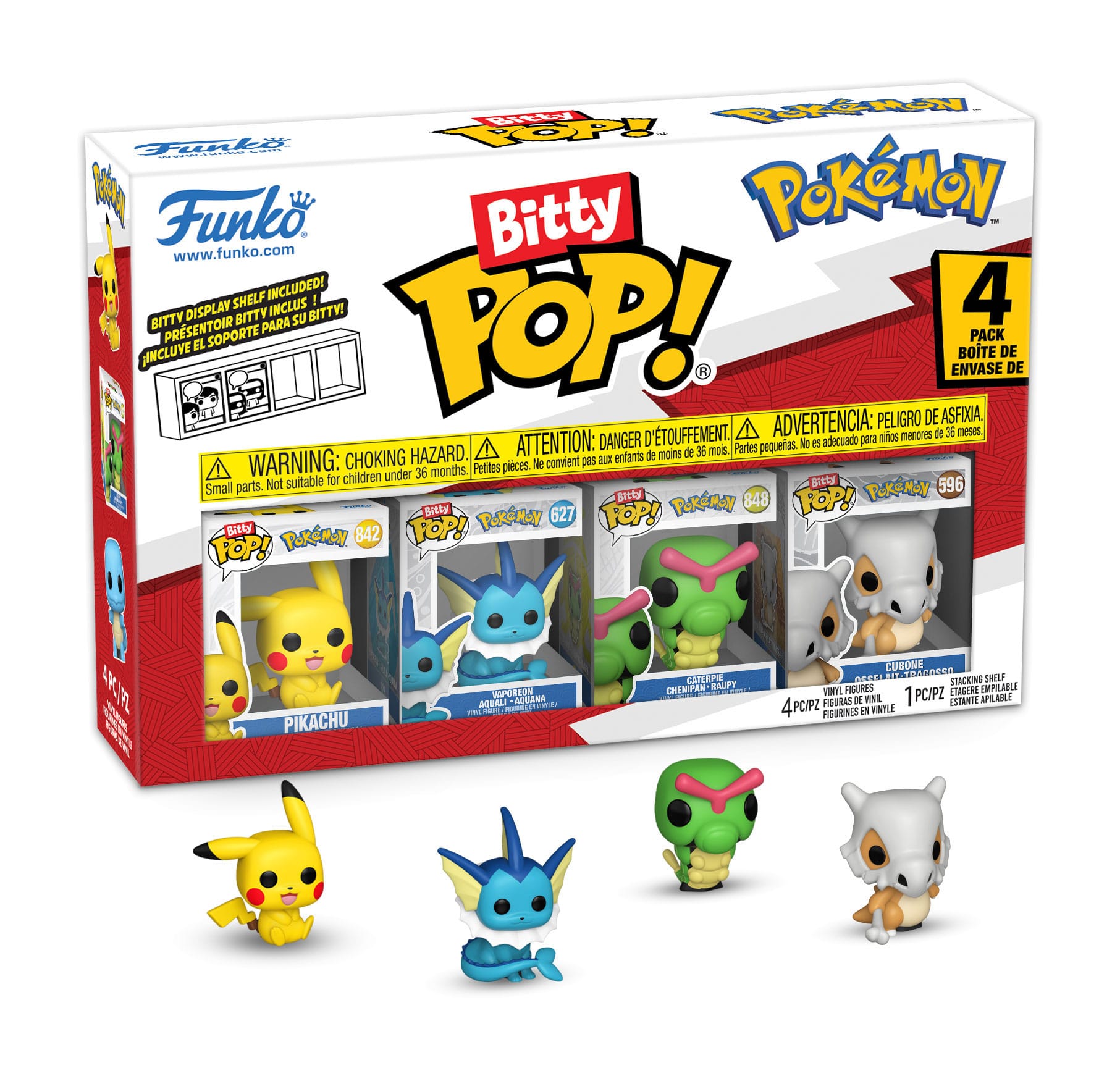 Bitty POP - Pok&eacute;mon - Series 1 4er-Pack (Pikachu, Vaporeon, Caterpie, Cubone) - Bild 1
