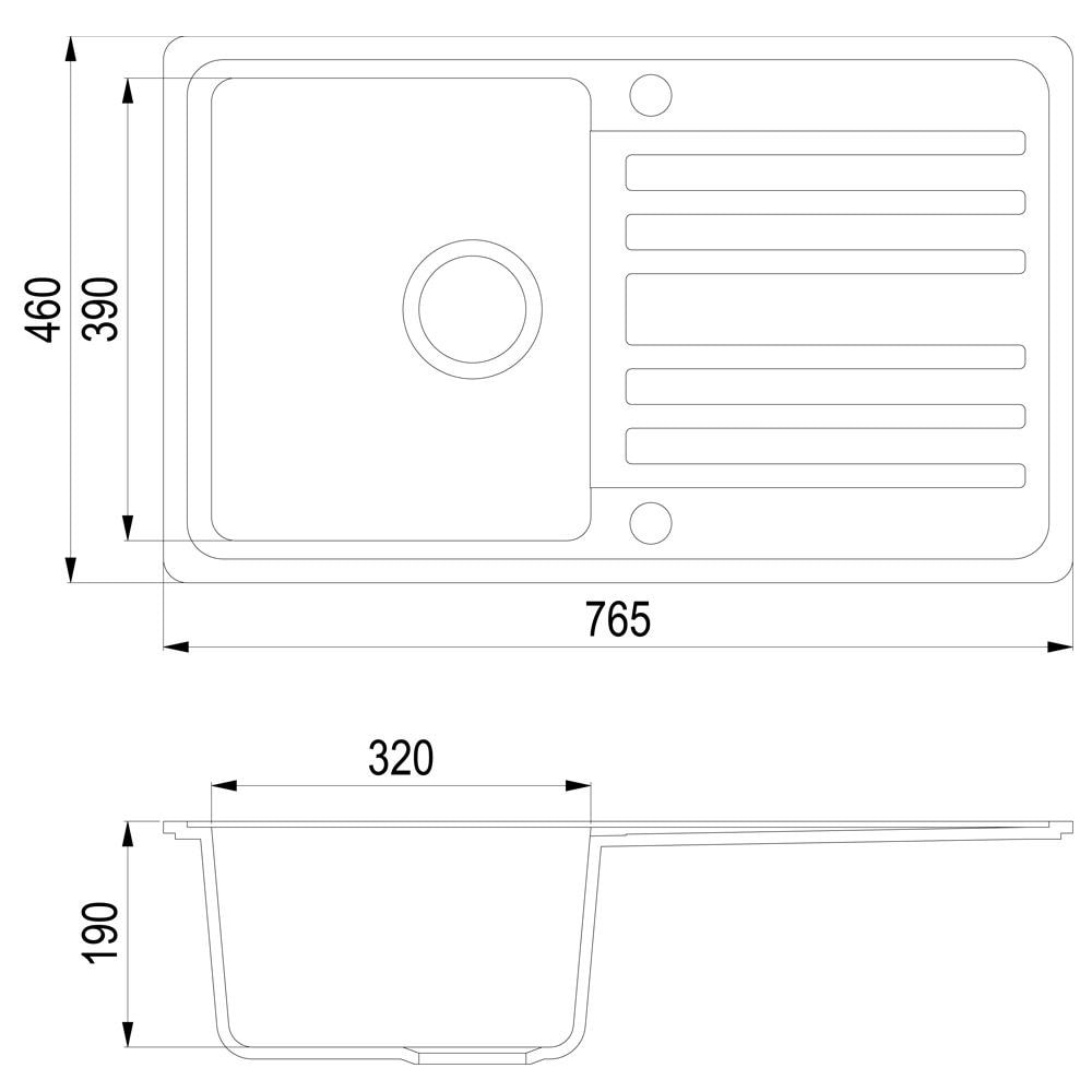Granit Verbundsp&uuml;le K&uuml;chen Einbau Auflage Sp&uuml;le+Drehexcenter+Siphon Sp&uuml;lbecken Schwarz - Bild 1