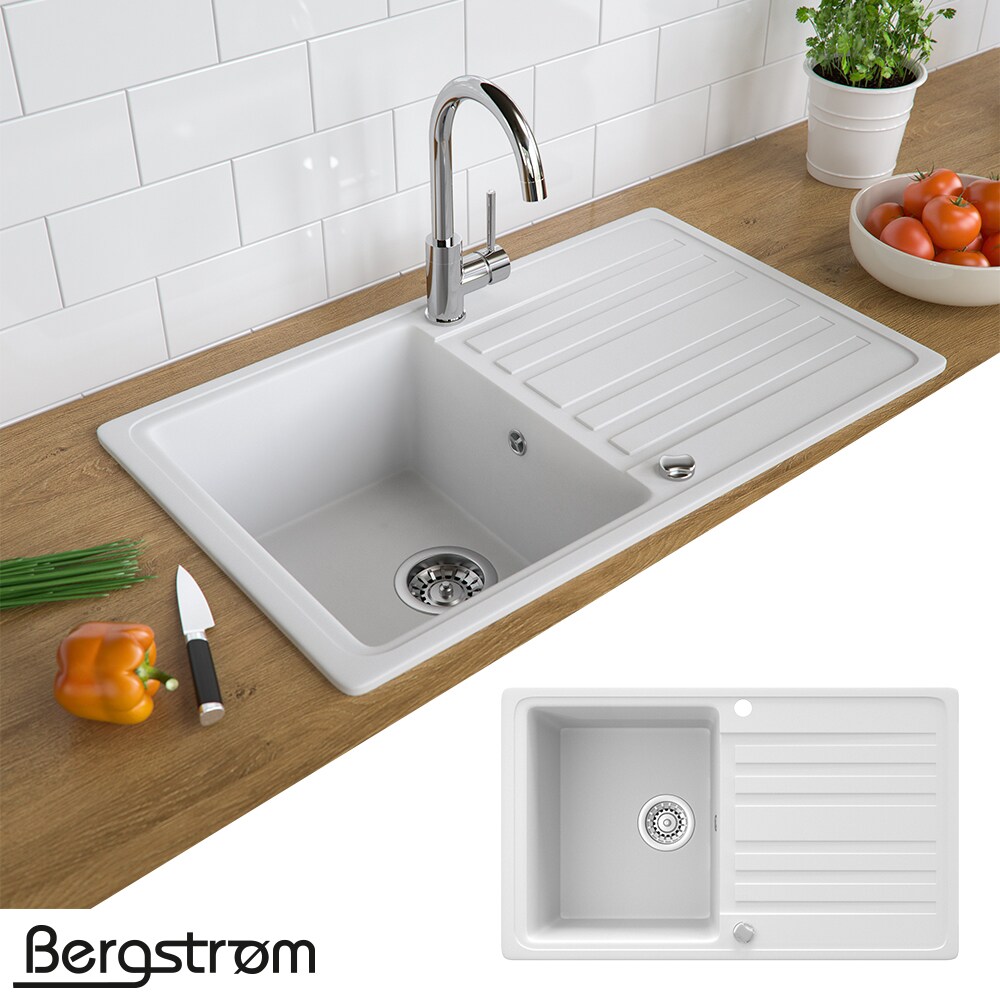Granit Sp&uuml;le K&uuml;chensp&uuml;le Einbausp&uuml;le Auflage Sp&uuml;lbecken K&uuml;che reversibel Wei&szlig; - Bild 1