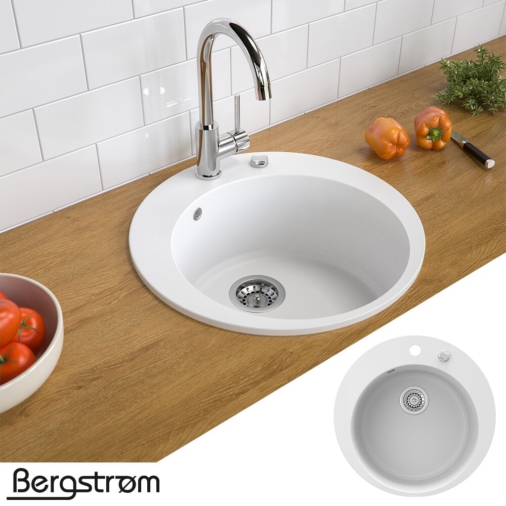 Granit Sp&uuml;le K&uuml;chensp&uuml;le Einbausp&uuml;le Sp&uuml;lbecken+Drehexcenter+Siphon Wei&szlig; - Bild 1