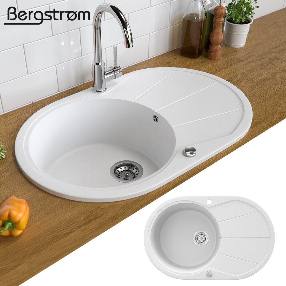 Granit Spüle Küchenspüle Einbauspüle Spülbecken+Drehexcenter+Siphon Weiß | 04260423423640