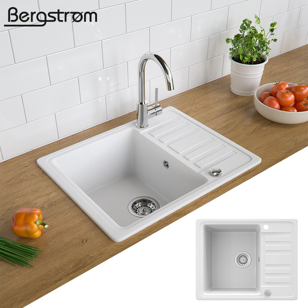 Sp&uuml;le K&uuml;chensp&uuml;le Einbausp&uuml;le Sp&uuml;lbecken+Drehexcenter+Siphon Wei&szlig; - Bild 1