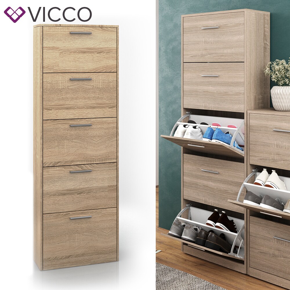 Vicco Schuhschrank Gizmo Schuhkipper Schuhregal Regal 5 F&auml;cher Sonoma - Bild 1