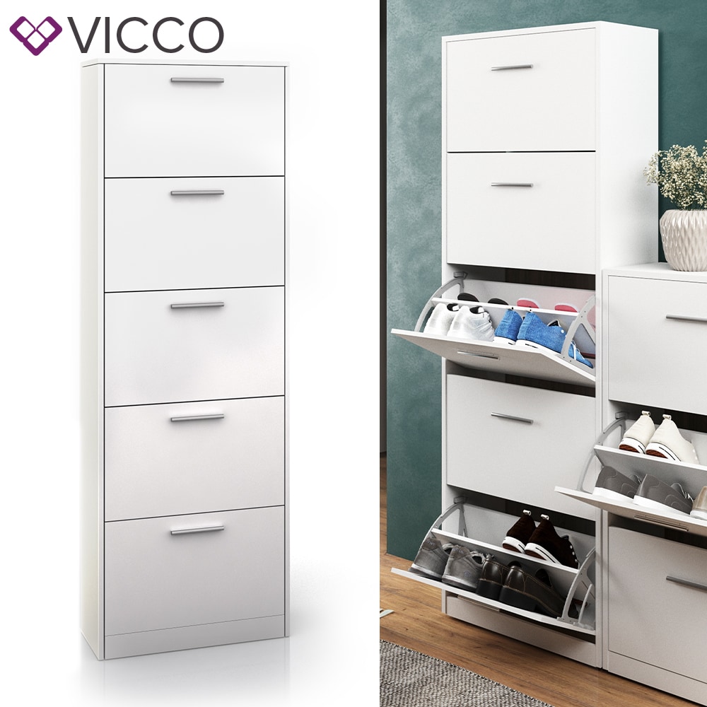 Vicco Schuhschrank Gizmo Schuhkipper Schuhregal Regal 5 F&auml;cher  Wei&szlig; - Bild 1