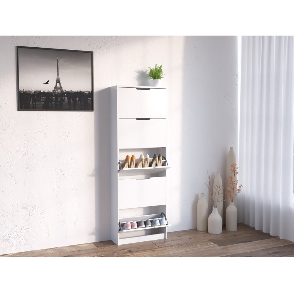 Schuhkipper 5 Fächer Weiß – Schuhregal Schuhschrank Schuhkommode Aufbewahrung Schuhe Diele Hausflur | 04260486831819