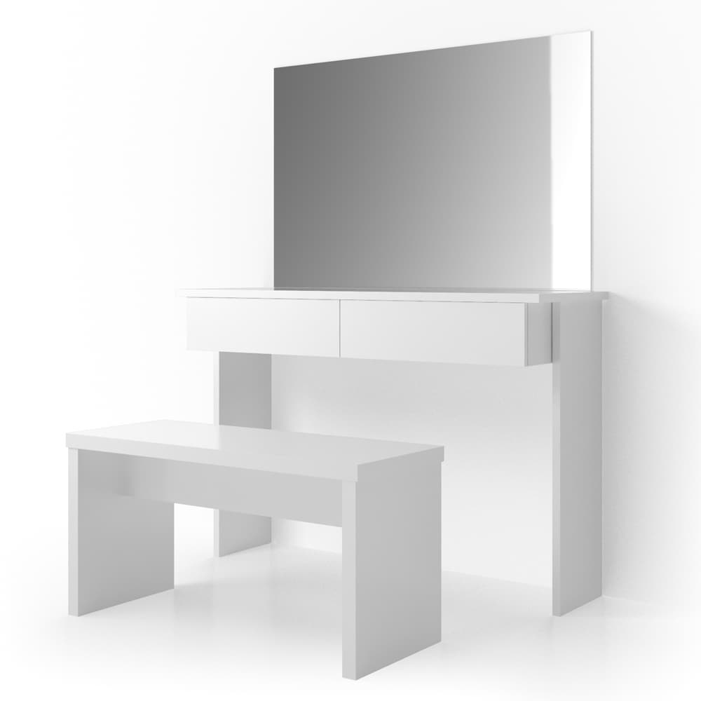 Vicco Schminktisch Azur Kosmetiktisch Frisiertisch Frisierkommode Wei&szlig; Hochglanz inklusive Sitzbank und Spiegel - Bild 1