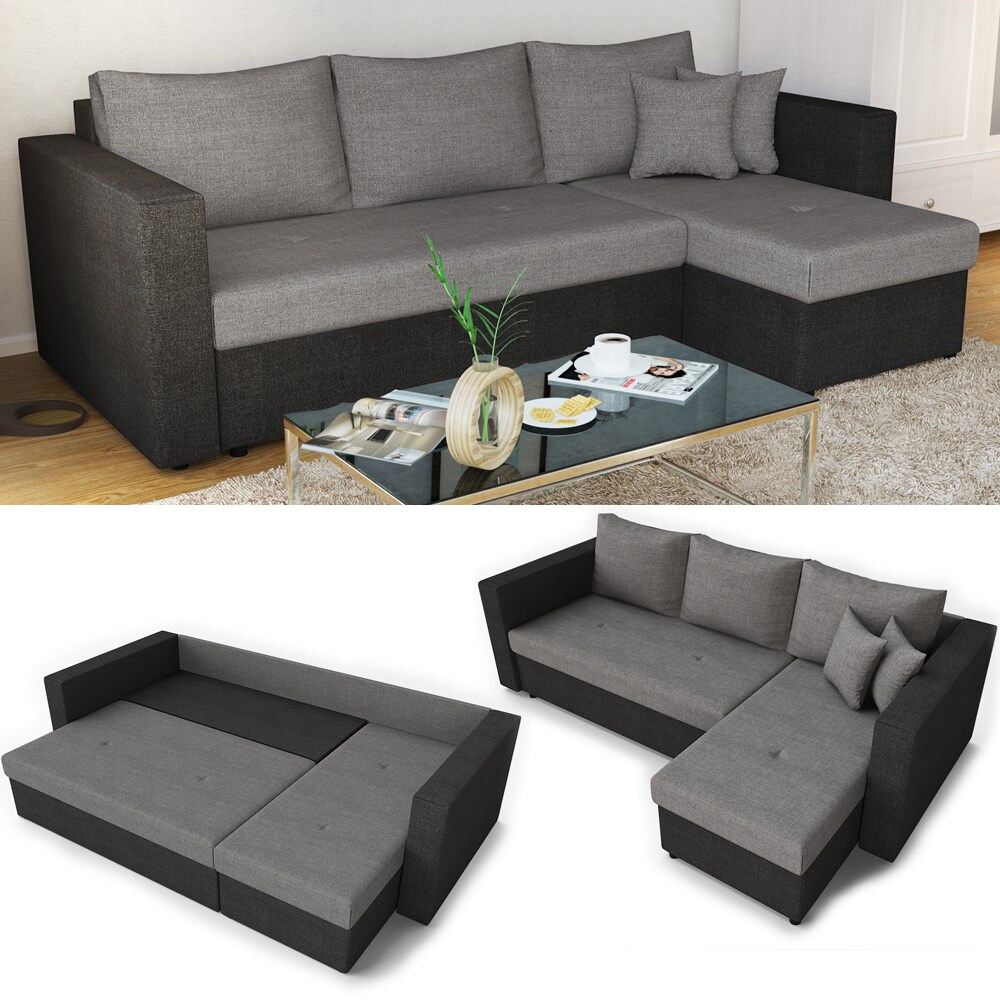 Vicco Ecksofa mit Schlaffunktion Sofa Couch Schlafsofa Bettfunktion Taschenfederkern - Bild 1