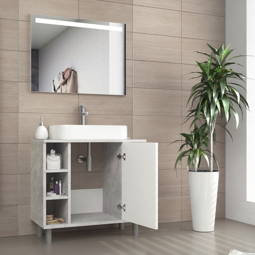 VICCO Waschbeckenunterschrank FYNN Weiß Grau – Badmöbel Badschrank Unterschrank | 04260486835060