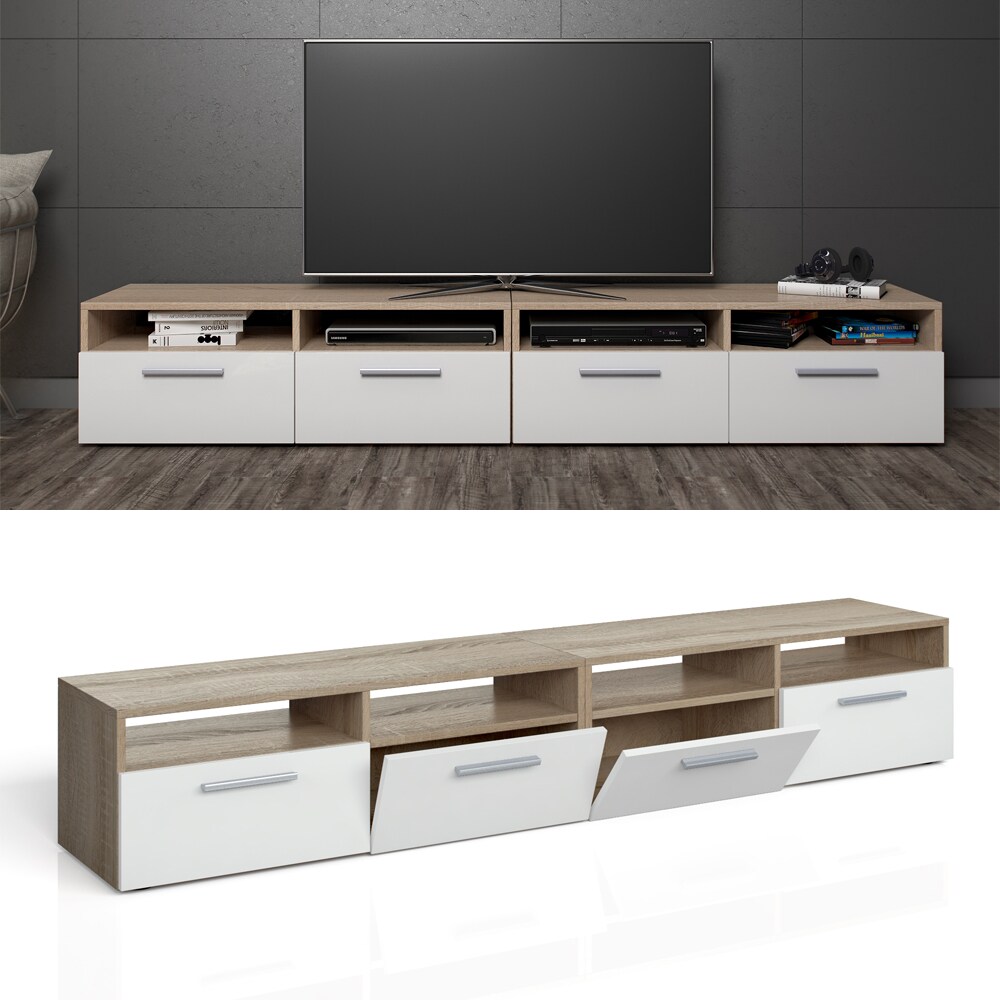 Vicco Lowboard Diego Fernsehschrank Sideboard TV Fernsehtisch Sonoma Weiß