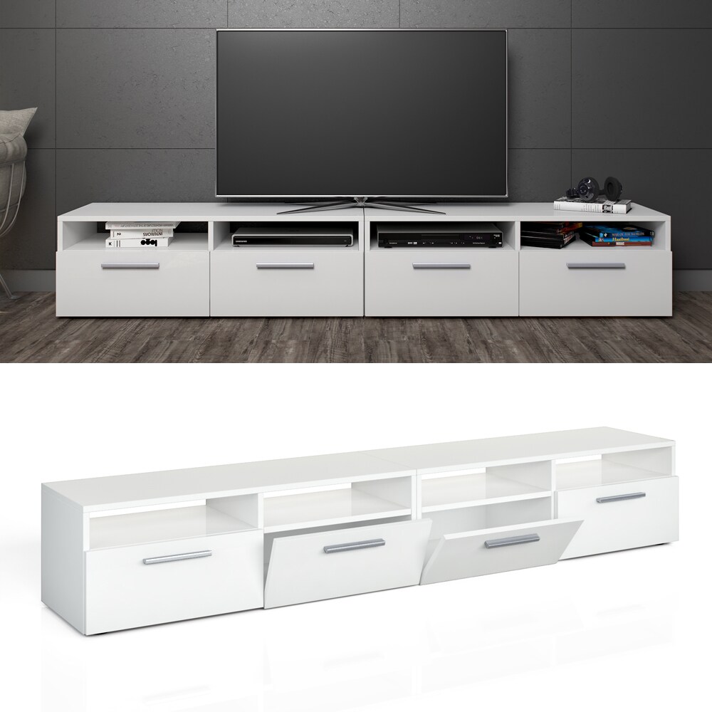 Vicco Lowboard Diego Fernsehschrank Sideboard TV Fernsehtisch Weiß Hochglanz