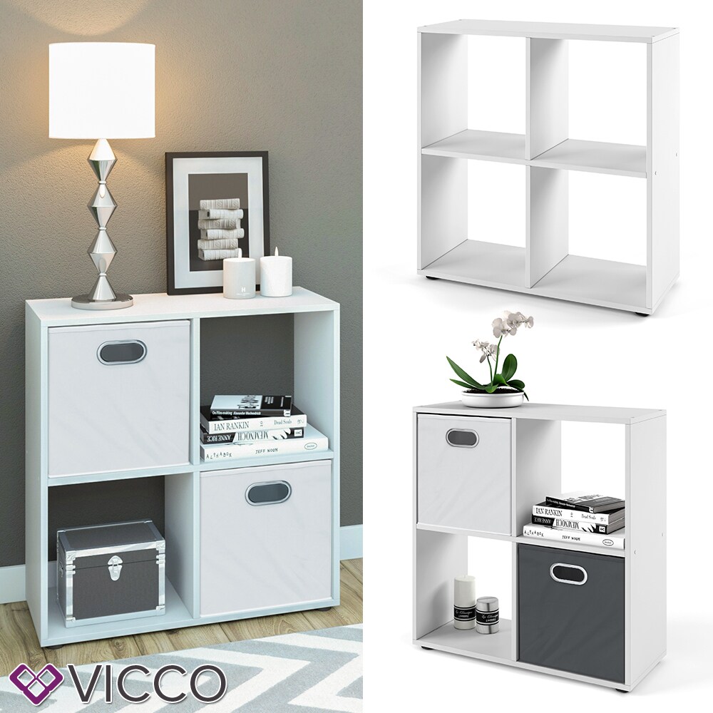 VICCO Raumteiler TETRA 4 Fächer Weiß – Bücherregal Würfelregal Standregal Regal | 04260486836548