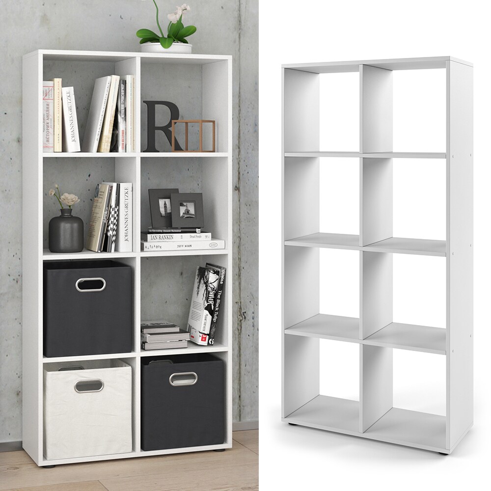 VICCO Raumteiler SCUTUM 8 Fächer Weiß – Regal Bücherregal Raumteiler Standregal Büroregal | 04260486836562