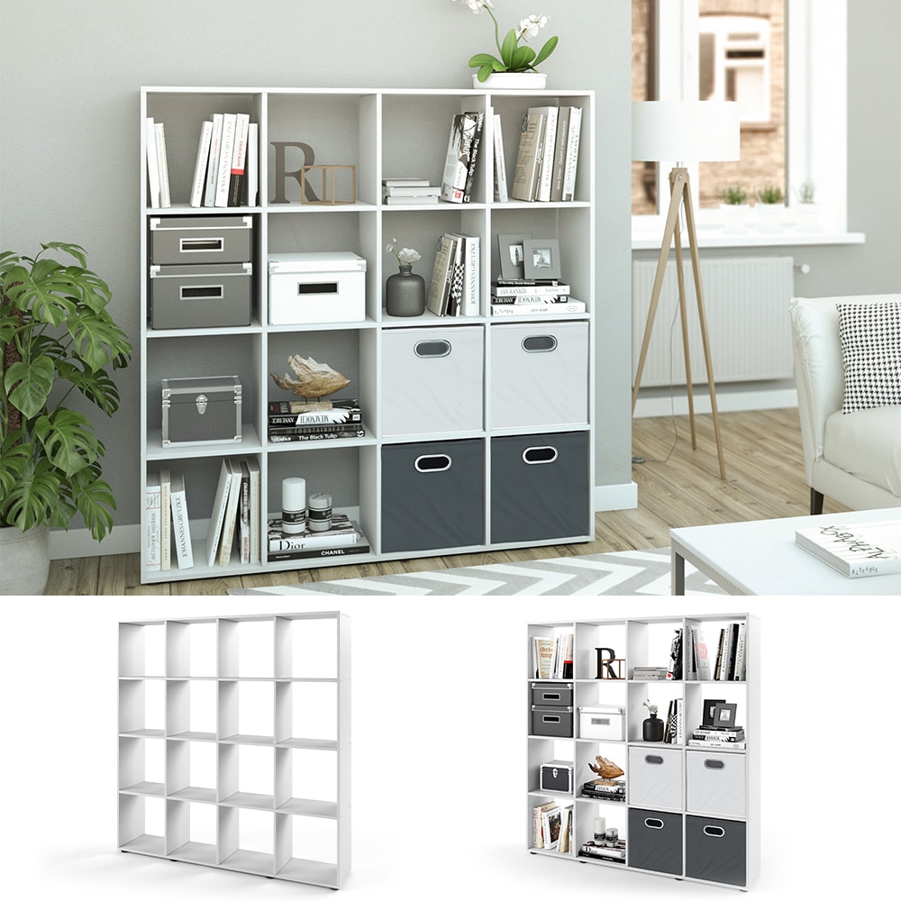 Vicco Raumteiler B&uuml;cherregal Standregal Aktenregal Regal 16 F&auml;cher Wei&szlig; - Bild 1