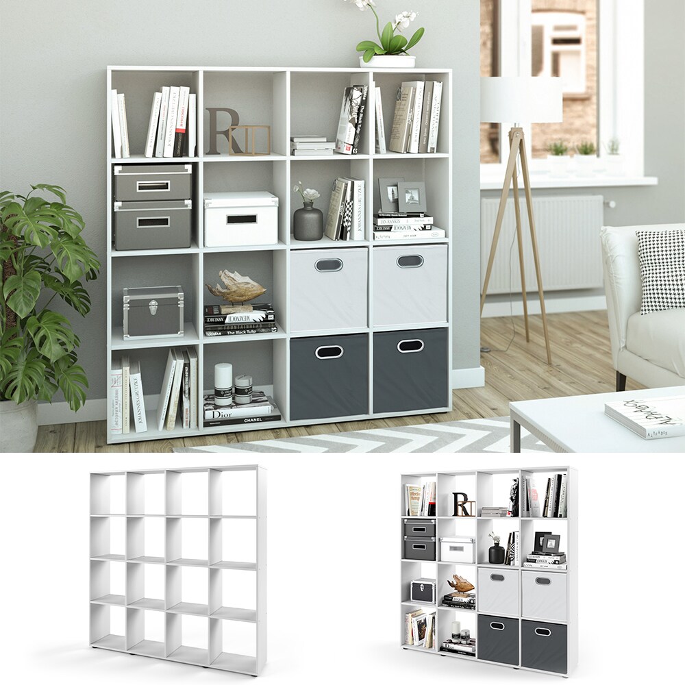 Vicco Raumteiler Bücherregal Standregal Aktenregal Regal 16 Fächer Weiß