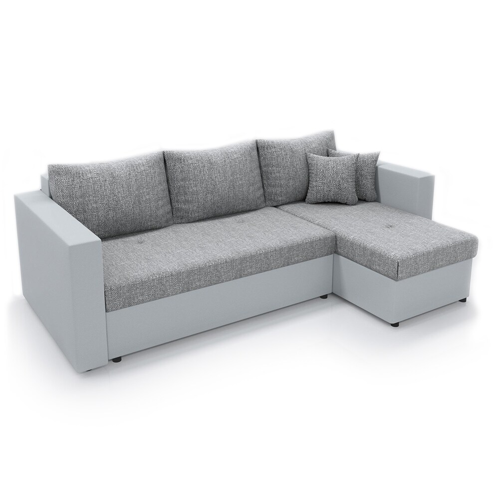 Vicco Ecksofa mit Schlaffunktion Sofa Couch Schlafsofa Bettfunktion Taschenfederkern Weiß/Grau | 04260486836517
