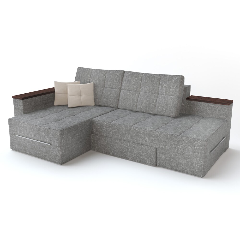 VitaliSpa Ecksofa mit Schlaffunktion 240 x 160 cm Grau - Eckcouch Sofa Couch Schlafsofa Taschenfederkern - Bild 1