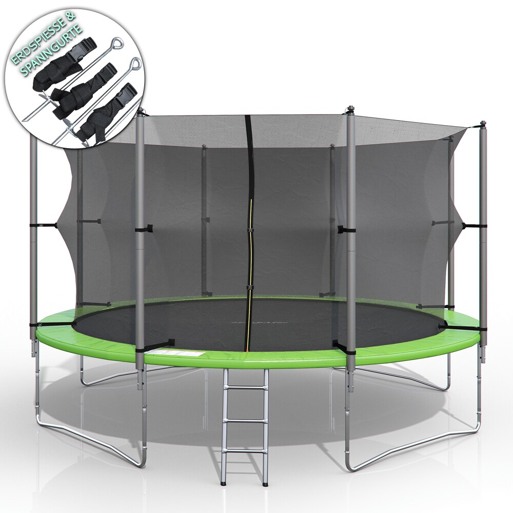 XXL Trampolin Gartentrampolin 430cm Komplettset mit Netz innenliegend + Leiter - Bild 1