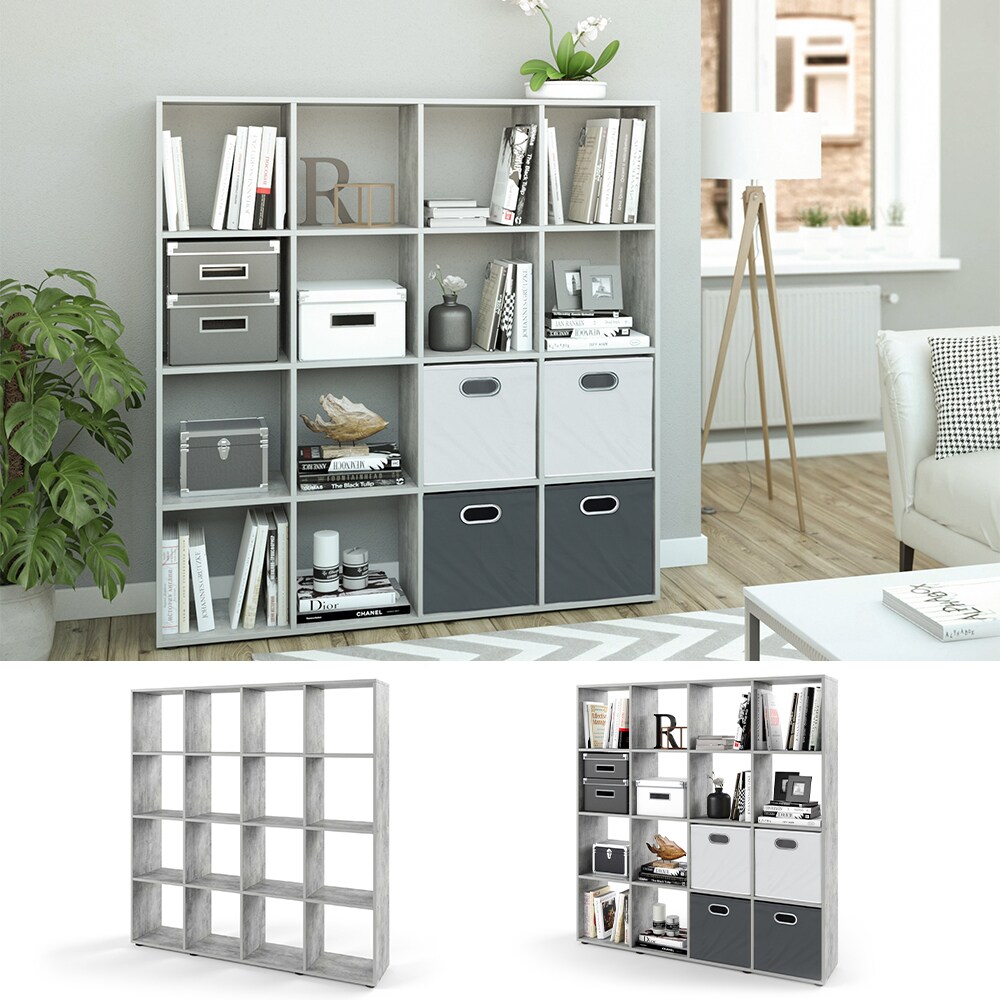 Vicco Raumteiler B&uuml;cherregal Standregal Aktenregal Regal 16 Beton - Bild 1