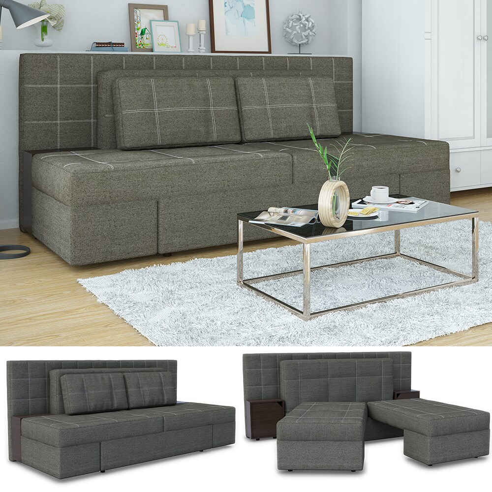 VICCO Schlafsofa mit Bettfunktion 235 x 105 cm Grau Dreisitzer Couch Taschenfederkern Schlafcouch - Bild 1