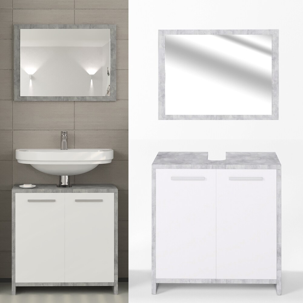 Vicco Badm&ouml;bel Set Kiko Badezimmer Spiegel Kommode Unterschrank  Beton - Bild 1