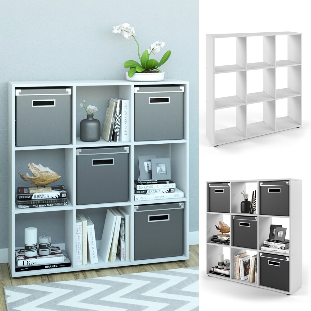 VICCO Raumteiler NOVE 9 Fächer Farbe Weiß – Würfelregal Raumtrenner Standregal | 04251421900578