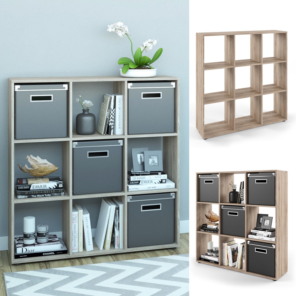 VICCO Raumteiler NOVE 9 F&auml;cher Sonoma Eiche - W&uuml;rfelregal Raumtrenner Standregal - Bild 1