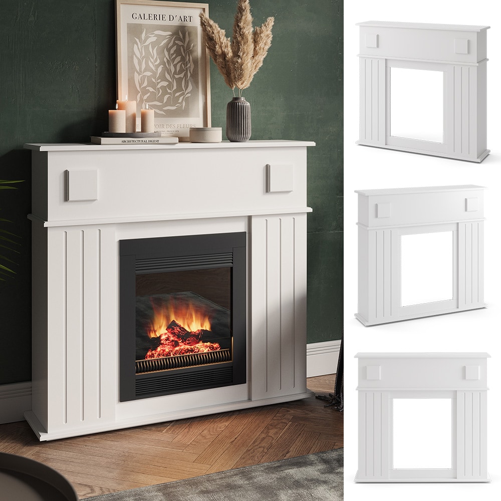 Vicco Kaminumrandung Deko Vintage Kaminverkleidung Kaminrahmen Dekokamin in Wei&szlig; - Bild 1