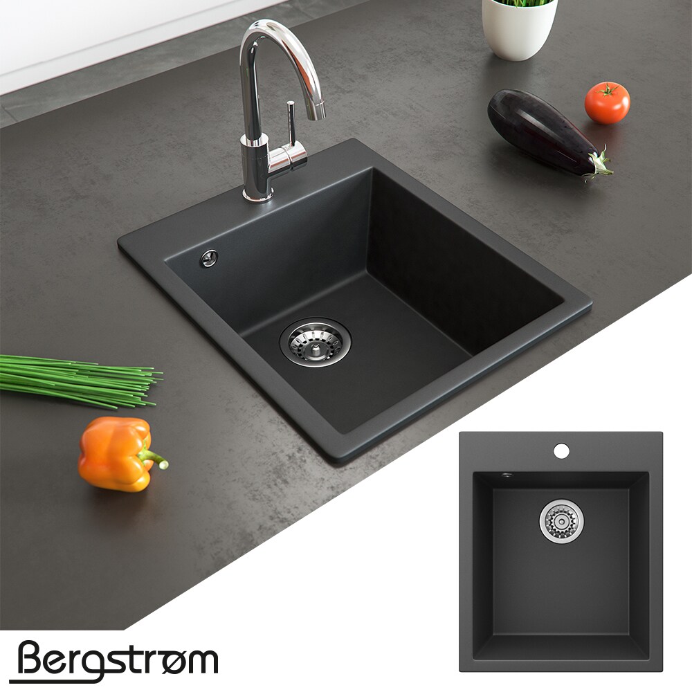 Granit Spüle Küchenspüle Einbauspüle Spülbecken Küche + Siphon Schwarz