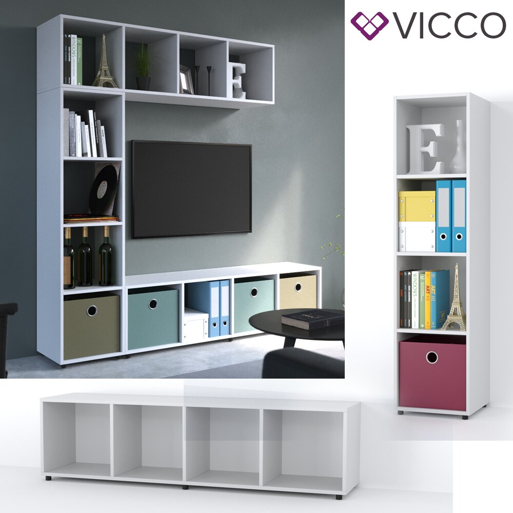 VICCO Raumteiler LUDUS 4 Fächer Weiß - Standregal Regal Bücherregal Büroregal