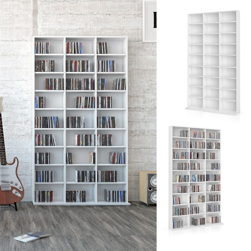 Vicco Wandregal CD DVD Regal Standregal Medienregal Regalwand Bücherregal Weiß | 04251421913899