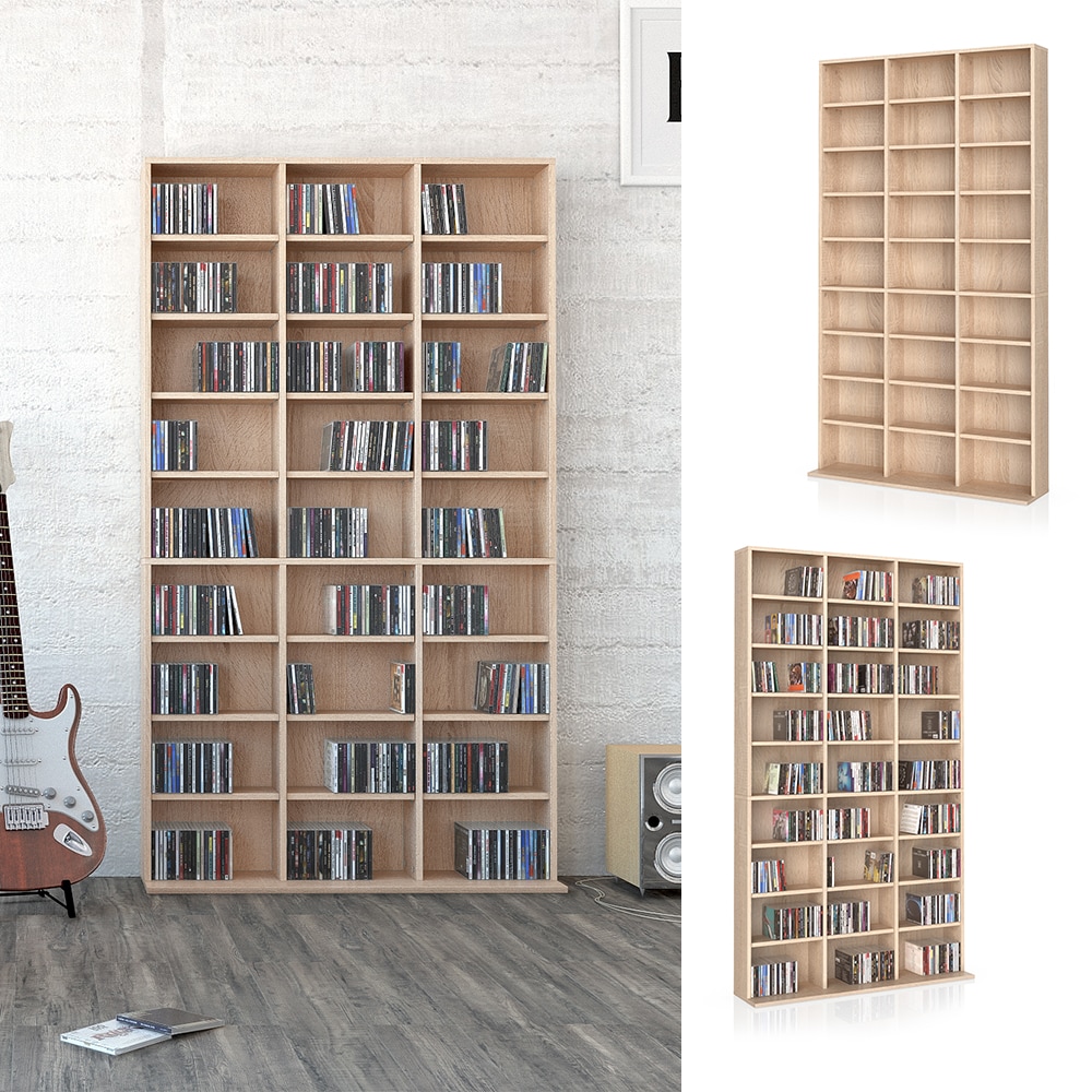 Vicco Wandregal CD DVD Regal Standregal Medienregal Regalwand B&uuml;cherregal  Sonoma - Bild 1