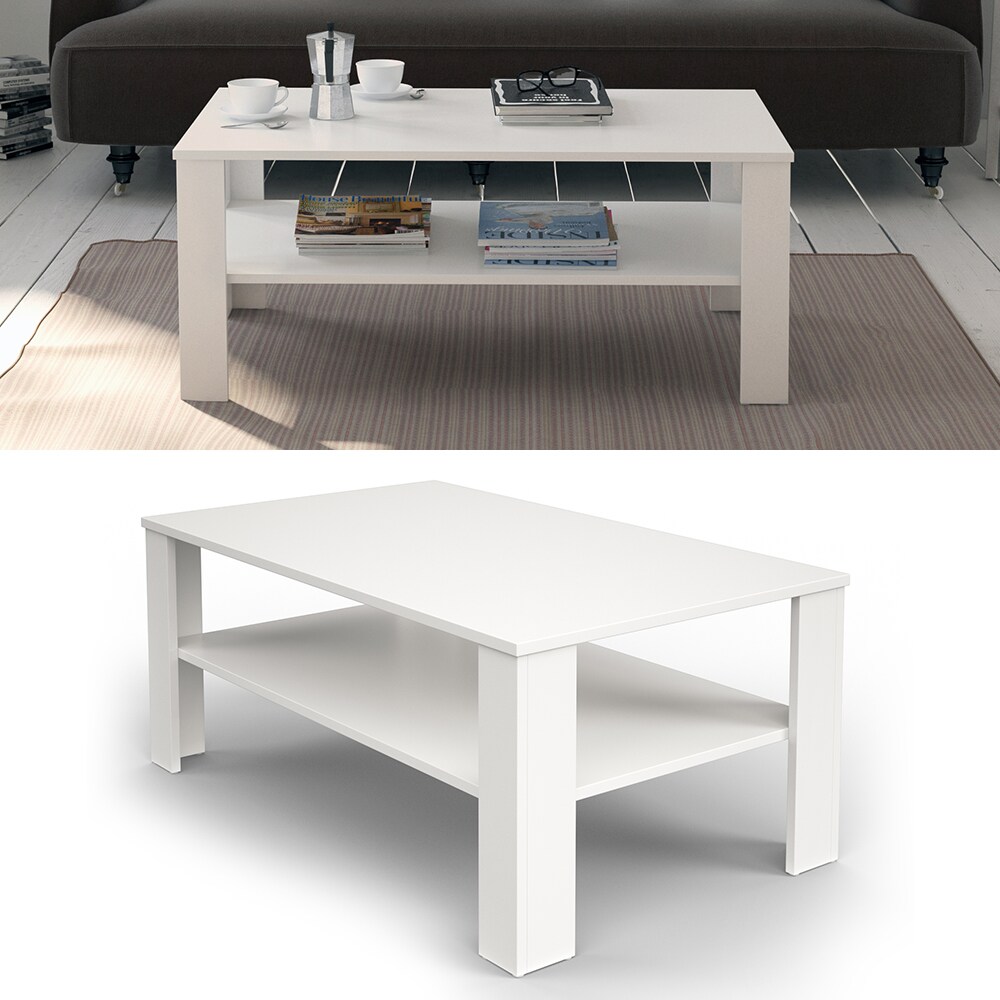 VICCO Couchtisch Wei&szlig; 100 x 60 cm - Wohnzimmertisch Beistelltisch Holztisch - Bild 1