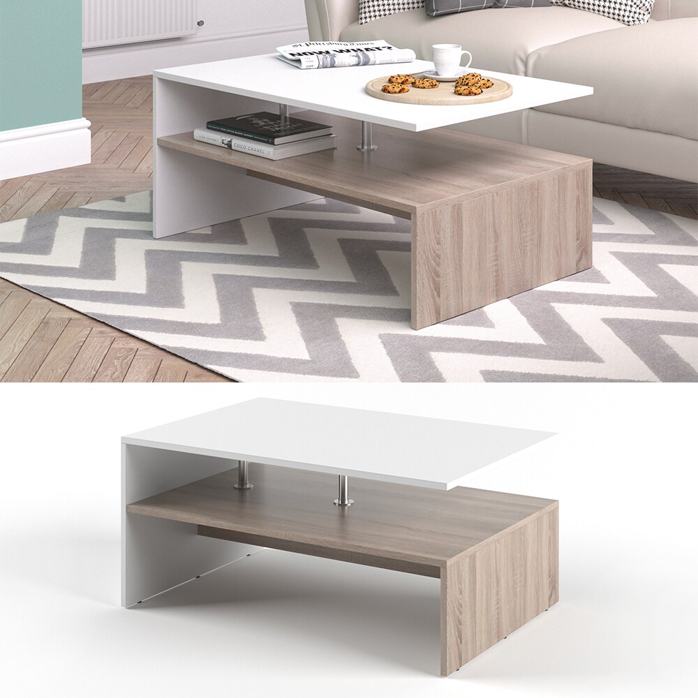 VICCO Couchtisch AMATO in Wei&szlig; / Eiche Sonoma - Wohnzimmer Sofatisch Kaffeetisch - Bild 1