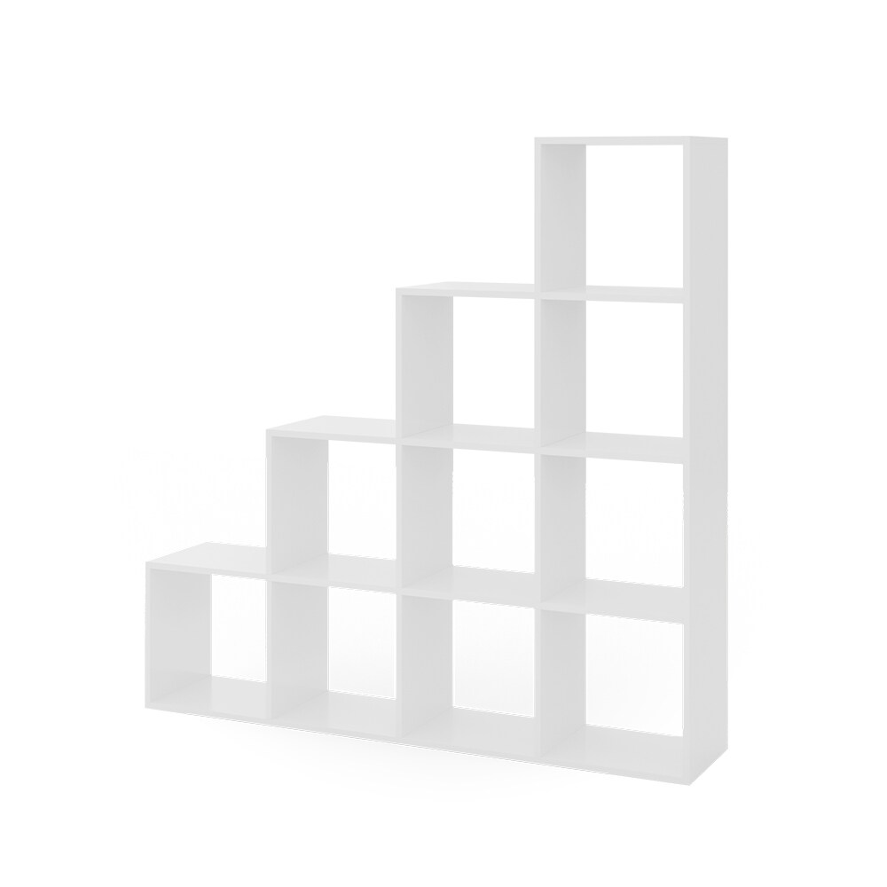 VICCO Treppenregal 10 F&auml;cher Wei&szlig; - Raumteiler Stufenregal B&uuml;cherregal B&uuml;ro B&uuml;roregal Standregal - Bild 1