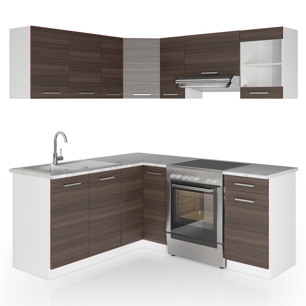 Vicco K&uuml;che K&uuml;chenzeile L-Form K&uuml;chenblock Einbauk&uuml;che Komplettk&uuml;che 167x187cm Anthrazit - Bild 1