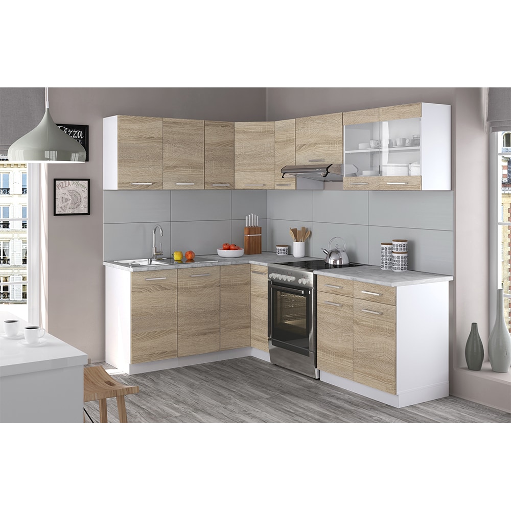 VICCO K&Uuml;CHENZEILE L 230CM K&Uuml;CHENBLOCK WINKEL ECK EINBAU SONOMA EICHE R-LINE - Bild 1