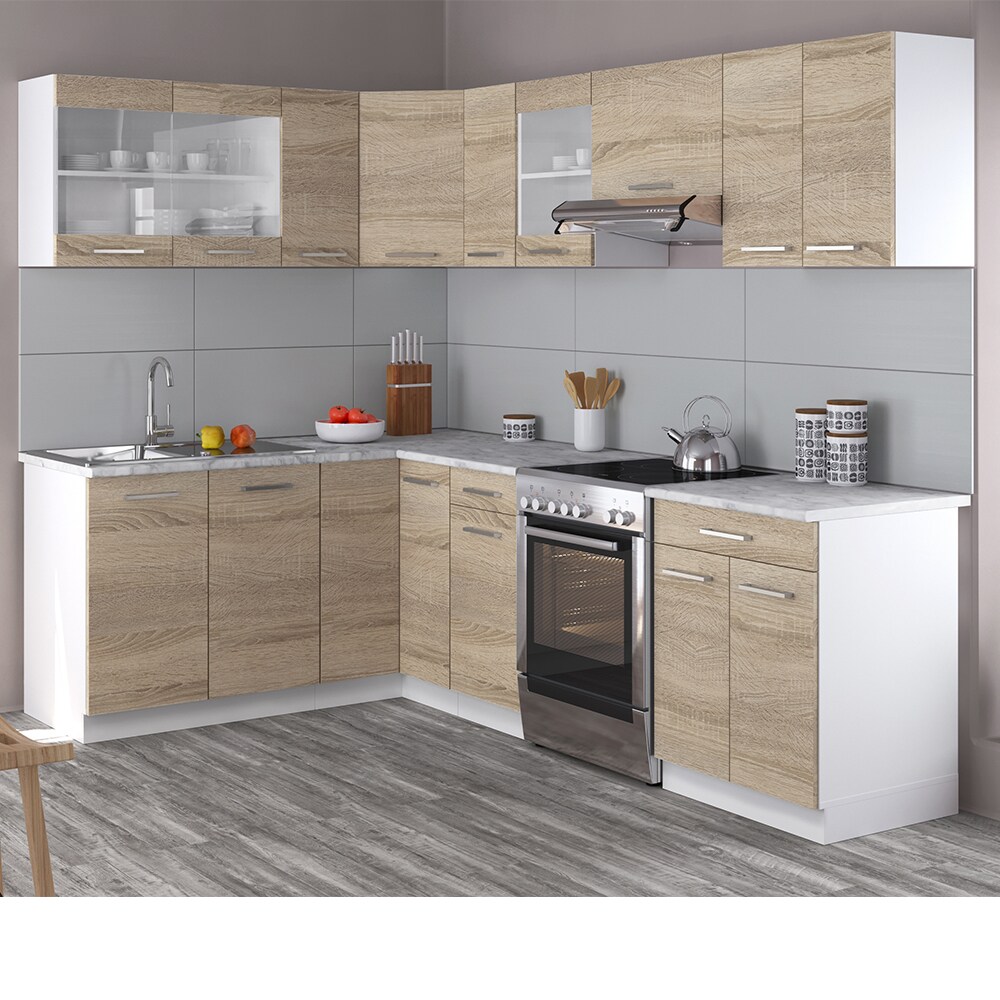 VICCO KÜCHENZEILE L 250CM KÜCHENBLOCK WINKEL ECK EINBAU SONOMA EICHE R-LINE