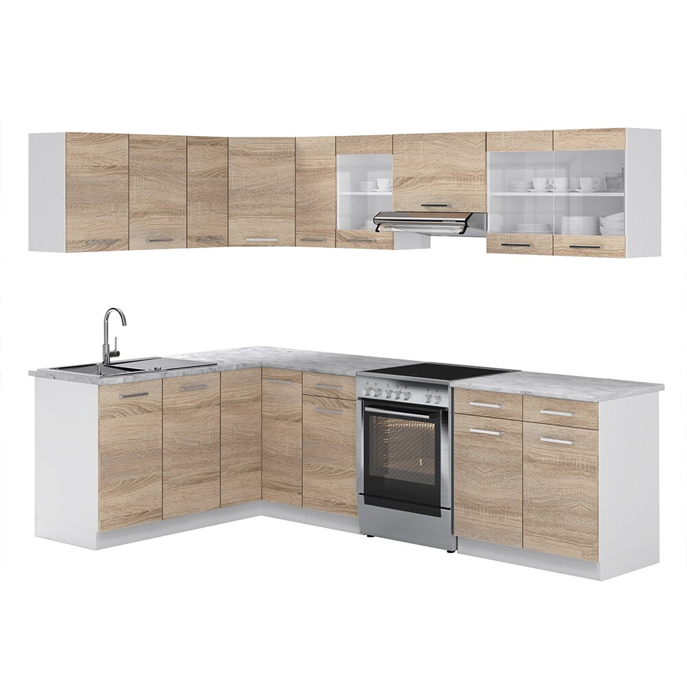 VICCO KÜCHENZEILE L 270CM KÜCHENBLOCK WINKEL ECK EINBAU SONOMA EICHE R-LINE | 04251421905139