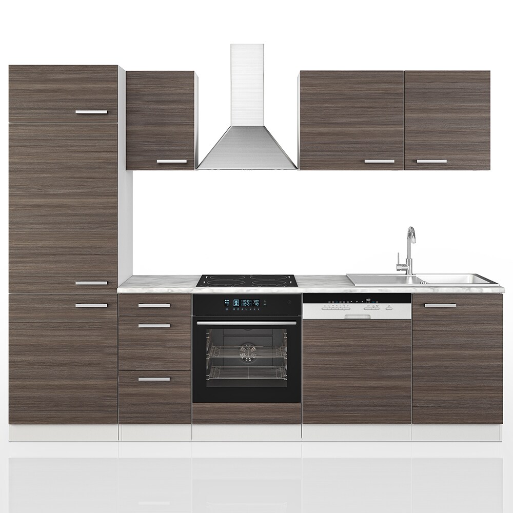 Vicco Küche 270 cm Küchenzeile Küchenblock Einbauküche Edelgrau