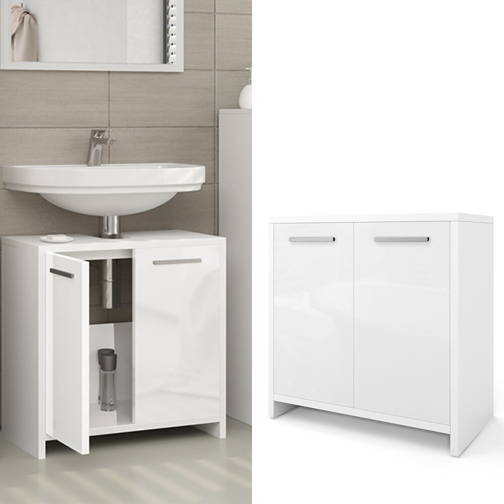 VICCO Waschbeckenunterschrank KIKO Weiß hochglanz Unterschrank Badschrank | 04251421916692