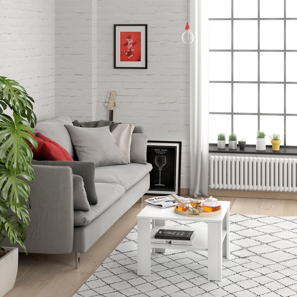 VICCO Couchtisch HOMER Wei&szlig; 60x60 cm - Wohnzimmer Sofatisch Kaffeetisch - Bild 1