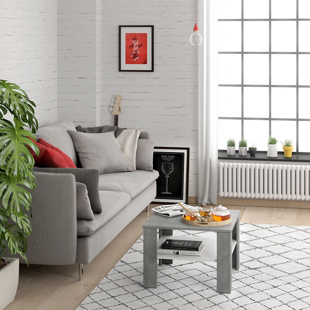 VICCO Couchtisch HOMER Beton Wei&szlig; 60x60 cm  Wohnzimmer Sofatisch Kaffeetisch - Bild 1