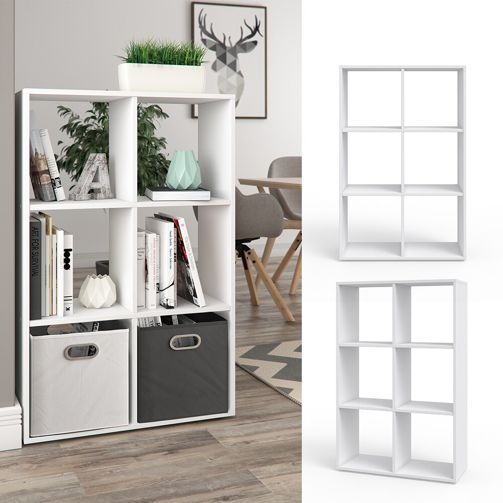 Vicco Raumteiler B&uuml;cherregal Standregal Aktenregal Regal 6 F&auml;cher Wei&szlig; - Bild 1